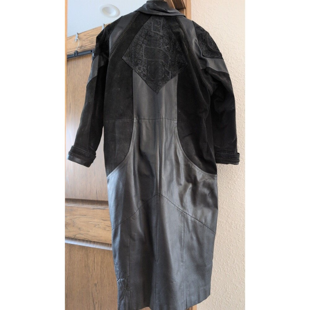 Vintage Womens Wilson Double Breasted Suede Paisley Leather Long Jacket 80s L - Picture 9 of 13